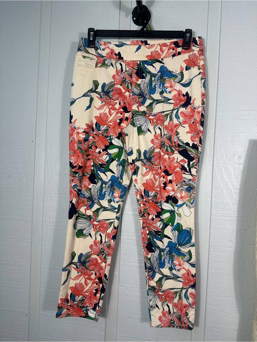 Chicos Floral Ankle Jean Leggings Size 1/8 EUC